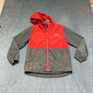 Eddie Bauer 3 In 1 Down Jacket Kids Medium 10/12 Black Red Full Zip Hooded